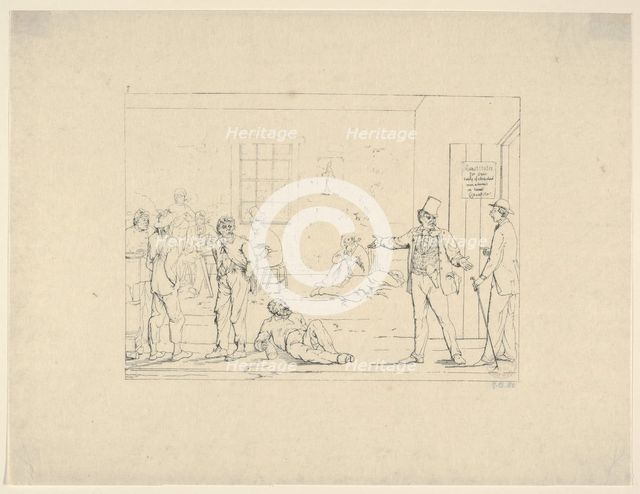 Buying a Substitute in the North during the War (from Confederate War Etchings), 1861-63. Creator: Adalbert John Volck.