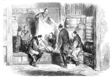 Buying camlets in a shop, Yokohama - from a sketch by our special artist, 1865. Creator: Unknown