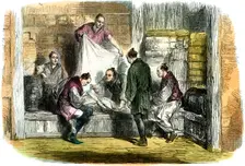 Buying camlets in a shop, Yokohama, Japan, 1865