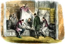 Buying camlets in a shop, Yokohama, Japan, 1865