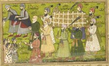 Buzurjumid leading the funeral procession..., 1726. Creator: Anon