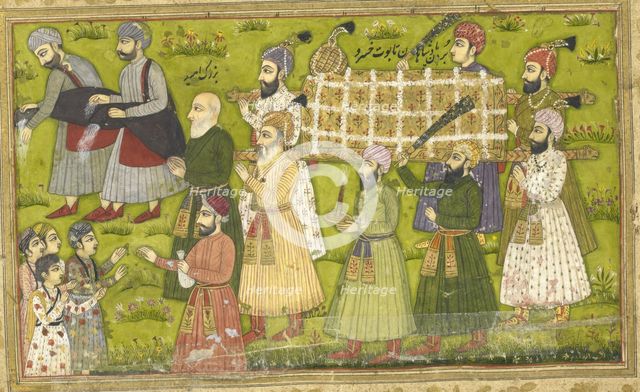 Buzurjumid leading the funeral procession..., 1726. Creator: Anon.