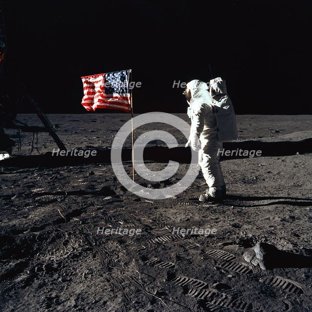 Buzz Aldrin and the U.S. Flag on the Moon, 1969. Creator: Neil Armstrong.