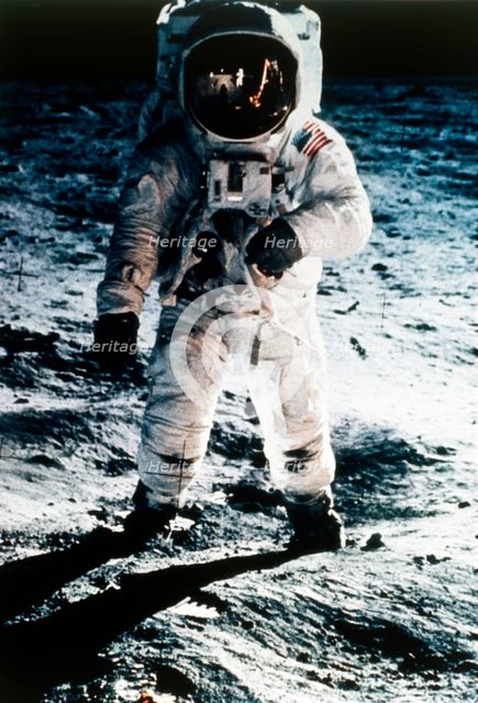 Buzz Aldrin on the Moon, Apollo II mission, July 1969.  Creator: Neil Armstrong.