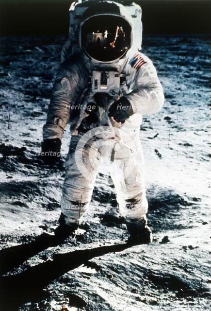 Buzz Aldrin on the Moon, Apollo II mission, July 1969.  Creator: Neil Armstrong.