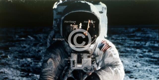 Buzz Aldrin on the Moon, Apollo II mission, July 1969.  Creator: Neil Armstrong.