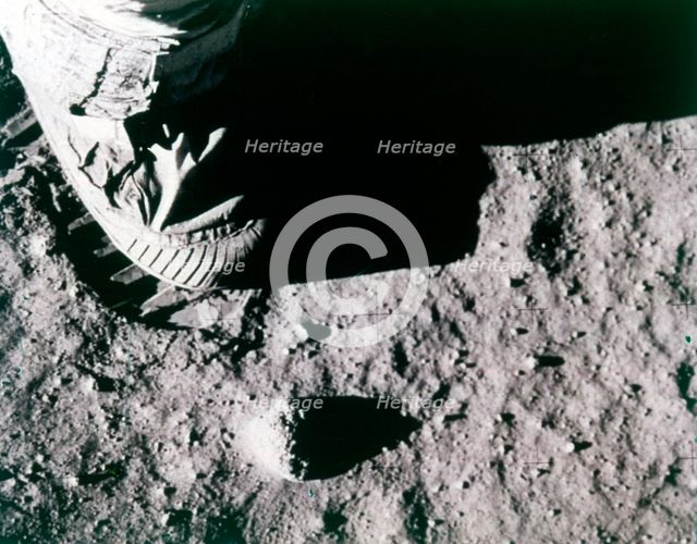 Buzz Aldrin's footprint on the Moon, Apollo 11 mission, July 1969.  Creator: Buzz Aldrin.