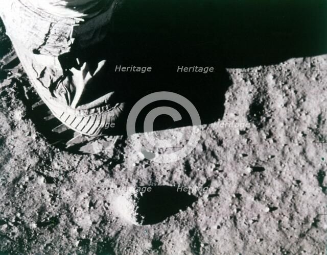 Buzz Aldrin's footprint on the Moon, Apollo 11 mission, July 1969.  Creator: Buzz Aldrin.