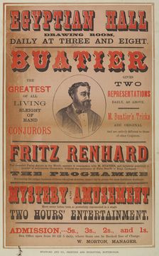 Buatier and Fritz Renhard at the Egyptian Hall, 1875. Creator: Unknown