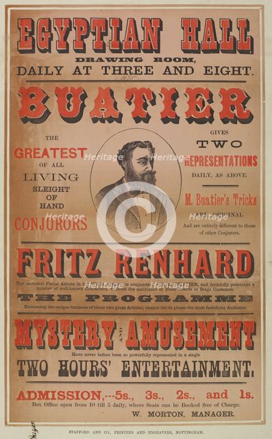 Buatier and Fritz Renhard at the Egyptian Hall, 1875. Creator: Unknown.