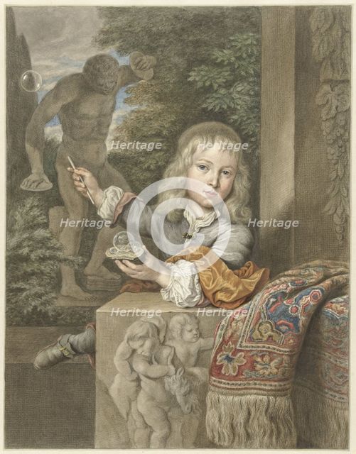 Bubble -blowing boy, 1741-1820. Creator: Abraham Delfos.
