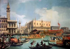 Buccentoro's Return to the Pier at the Doges palace 1730s. Artist: Canaletto