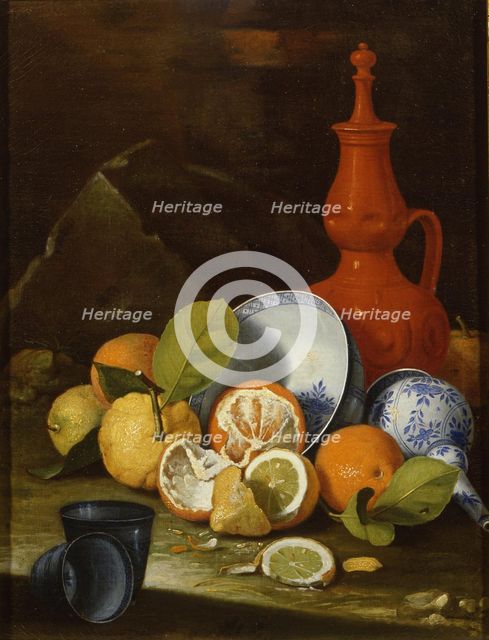 Bucchero, porcelain, oranges and lemons, 1706. Artist: Monari (Munari), Cristoforo (1667-1720)