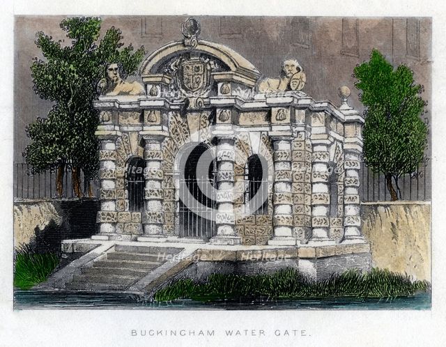 Buckingham Water Gate, the Strand, London, c1850. Artist: Unknown