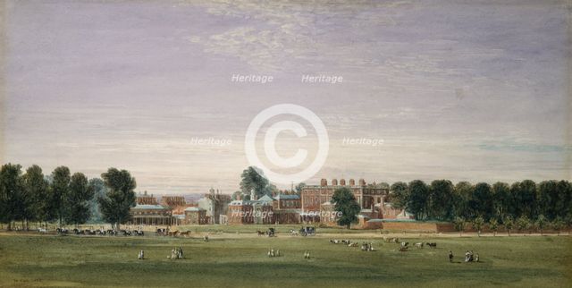 Buckingham House from the Green Park, 1825. Creator: David Cox the Elder.