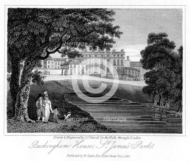 'Buckingham House, St James Park', London, 1816.Artist: JC Varrall
