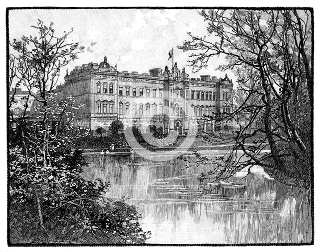 Buckingham Palace from St James's Park, London, c1888. Artist: Unknown