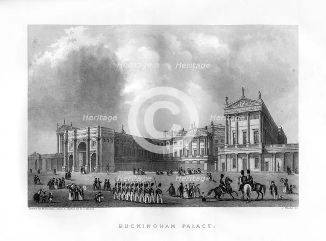 Buckingham Palace, London, 19th century.Artist: J Woods