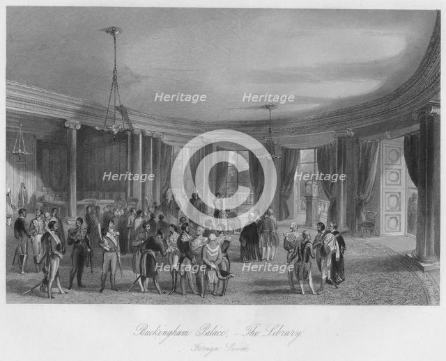 'Buckingham Palace, - The Library. Foreign Leveé', c1841. Artist: Henry Melville.