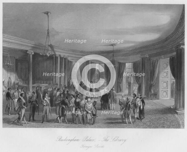 'Buckingham Palace, - The Library. Foreign Leveé', c1841. Artist: Henry Melville.