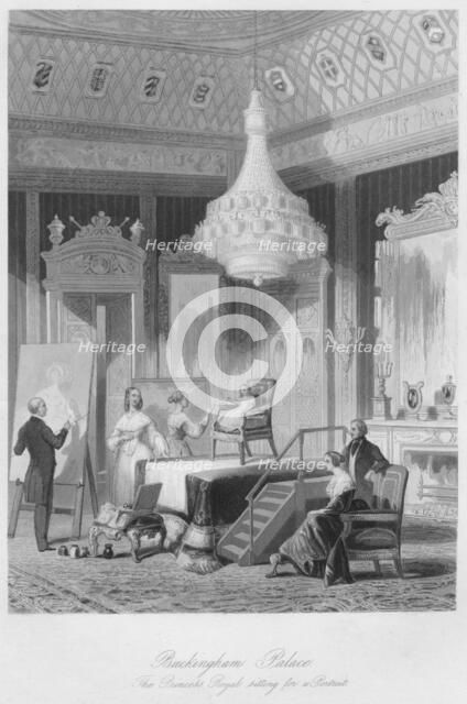 'Buckingham Palace. The Princess Royal sitting for a Portrait', c1841. Creator: William Radclyffe.