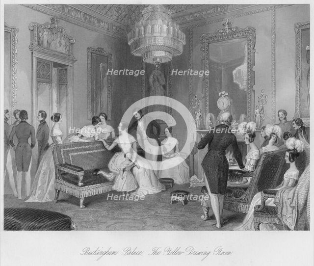 'Buckingham Palace. The Yellow Drawing Room', c1841. Artist: Henry Melville.