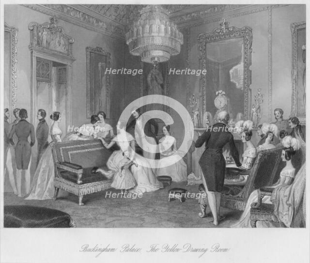 'Buckingham Palace. The Yellow Drawing Room', c1841. Artist: Henry Melville.