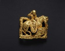 Buckle with boar hunting scene, 2nd-1st century BCE . Creator: Central Asian Art