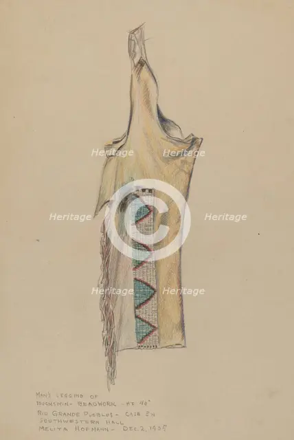Buckskin Legging with Beadwork, 1935. Creator: Melita Hofmann.