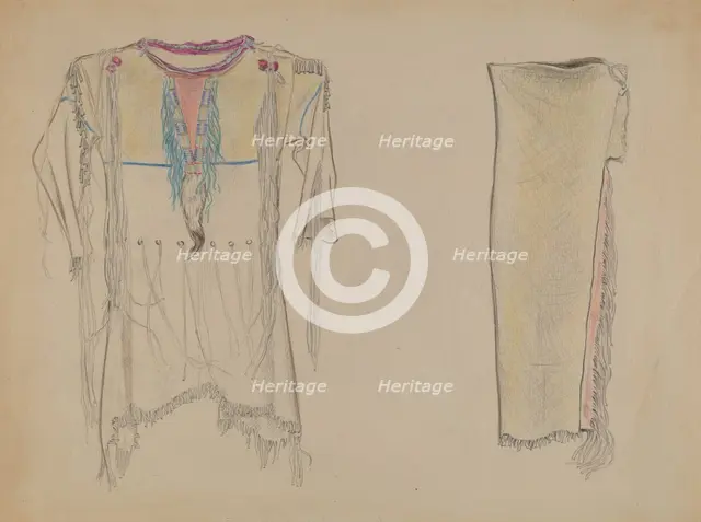 Buckskin Shirt and Leggings, 1935/1942. Creator: Unknown.
