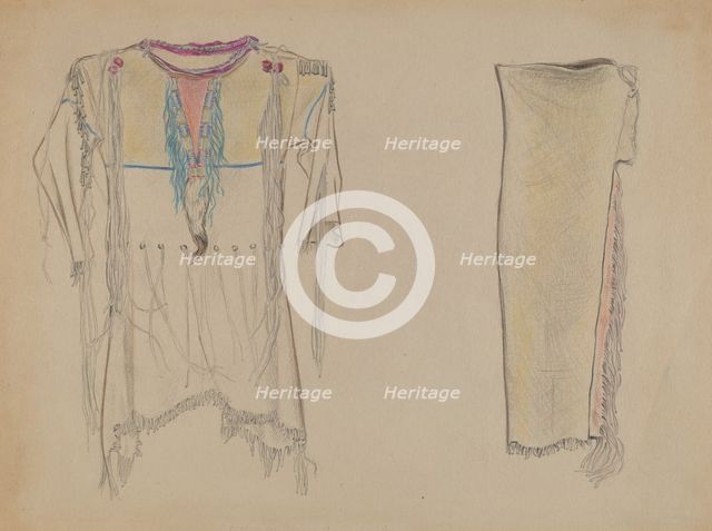 Buckskin Shirt and Leggings, 1935/1942. Creator: Unknown.
