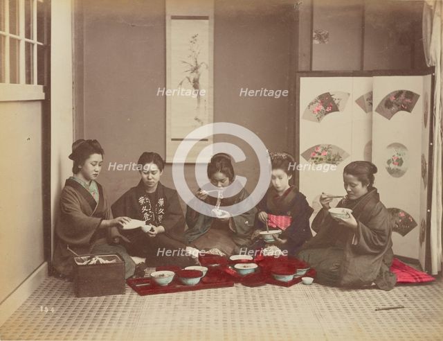 Buck Wheat Macaroni Eating, 1870s-1890s. Creator: Kusakabe Kimbei.