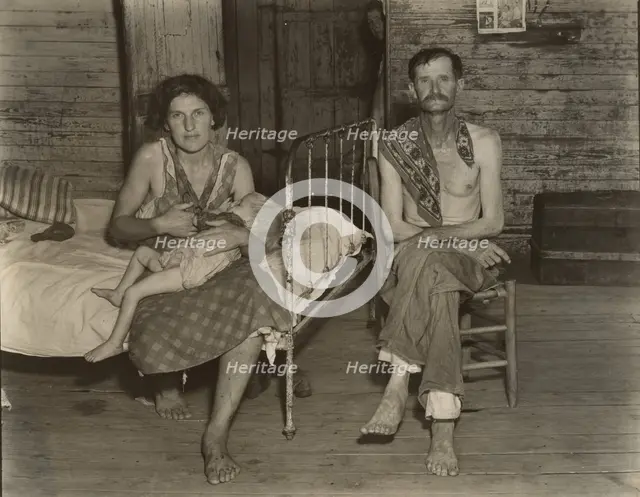 Bud Fields with His Wife Ivy, and His Daughter Ellen, Hale County, Alabama, 1936. Creator: Walker Evans.