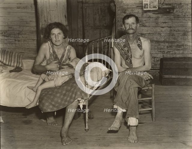 Bud Fields with His Wife Ivy, and His Daughter Ellen, Hale County, Alabama, 1936. Creator: Walker Evans.