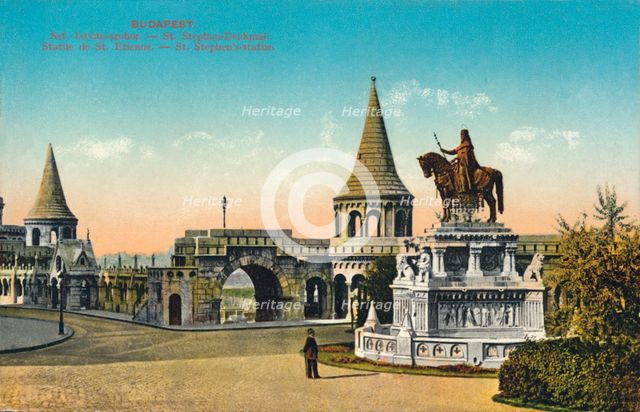 'Budapest. - St Stephen's-statue', c1900. 