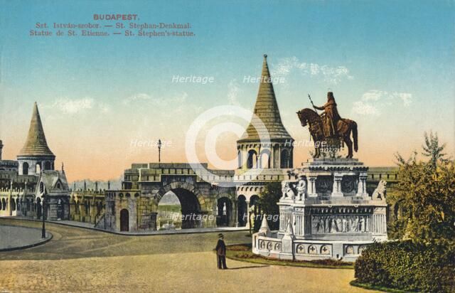 'Budapest. - St Stephen's-statue', c1900. 