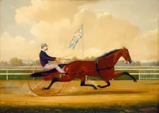 Budd Doble Driving Goldsmith Maid at Belmont Driving Park, 1876. Creator: Charles S. Humphreys