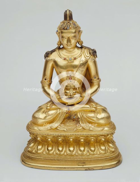 Buddha Amitayus Holding a Vase of Longevity (Kalasa), Mongolia, 18th century. Creator: Unknown.