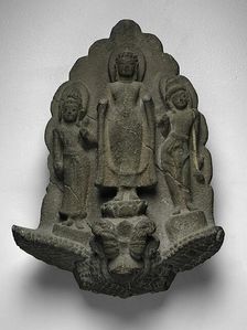Buddha and Companions Riding a Mythical Animal, Dvaravati period, 8th century. Creator: Unknown