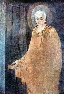 Buddha as mendicant in saffron robes