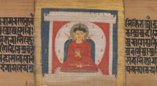 Buddha Enthroned in a Shrine, Leaf from...Pancavimsatisahasrika Prajnaparamita..., ca. 1090. Creator: Unknown