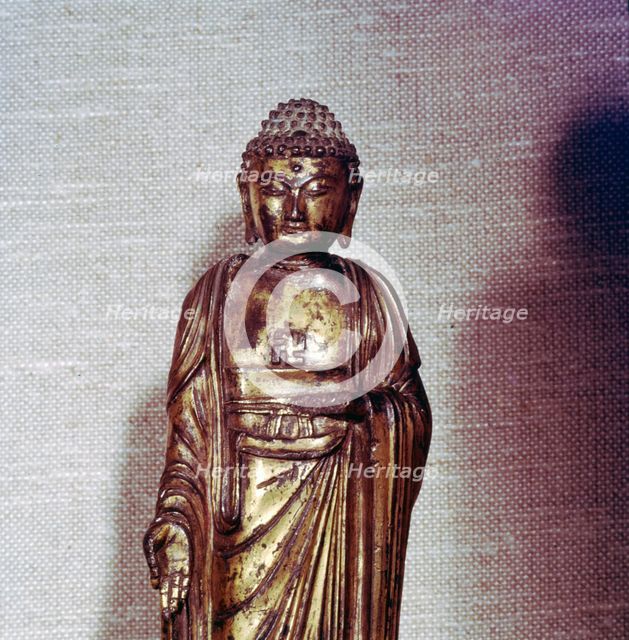 Buddha, gilt-bronze,  Ming Dynasty, 1396. Artist: Unknown.