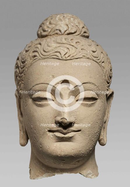 Buddha Head, 3rd-4th cent.. Creator: Central Asian Art.