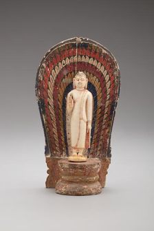 Buddha Standing with Hand in the Gesture of Reassurance (Abhayamudra) with...(1480-1815). Creator: Unknown