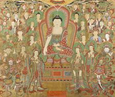 Buddha Seokgamoni (Shakyamuni) Preaching to the Assembly on Vulture Peak (image 1 of 11), Dated 1755 Creator: Anon