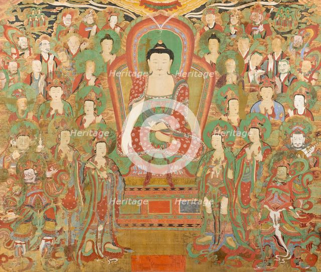 Buddha Seokgamoni (Shakyamuni) Preaching to the Assembly on Vulture Peak (image 1 of 11), Dated 1755 Creator: Anon.