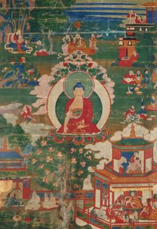 Buddha Shakyamuni and Narrative Scenes, 18th century. Creator: Anon