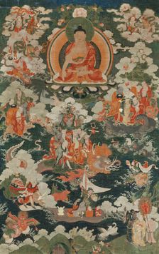 Buddha Shakyamuni and the Eighteen Arhats, 18th century. Creator: Anon