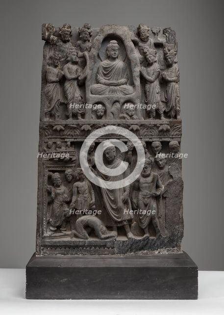 Buddha Shakyamuni Meditating in the Indrashala Cave and Buddha Dipankara [bottom], 2nd/3rd cent. Creator: Unknown.