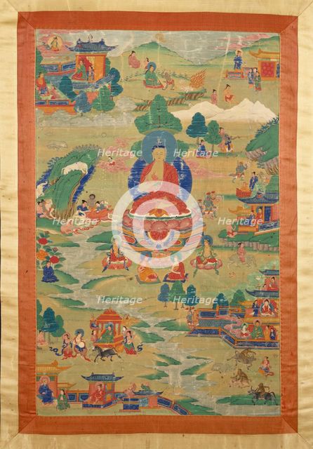 Buddha Shakyamuni with "Jataka" Tales, late 17th-early 18th century. Creator: Unknown.